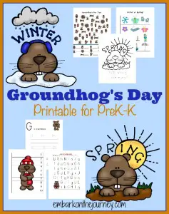 Groundhog's Day Printable Pack for PreK-K | embarkonthejourney.com