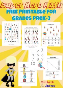 Your little learners will love this 52-page Super Hero Math freebie for grades PreK-2! | embarkonthejourney.com