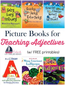 Picture books bring academic lessons to life. Use this list to further illustrate adjectives in your homeschool and classroom lessons. | embarkonthejourney.com