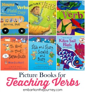 Picture books bring academic lessons to life. Use this list to further illustrate verbs in your homeschool and classroom lessons. | embarkonthejourney.com