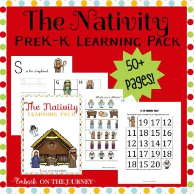 Free Nativity printable for preschool and kindergarten! This 50+ page pack will help get your little ones in the holiday spirit. | embarkonthejourney.com