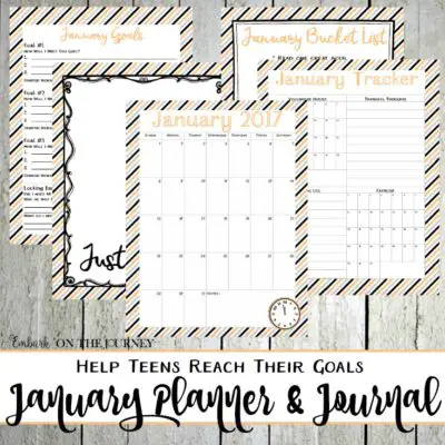 Teen Planner and Journal for January 2017