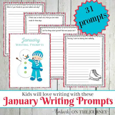 Keep kids writing all month long with January writing prompts - one for every day of the month! | embarkonthejourney.com