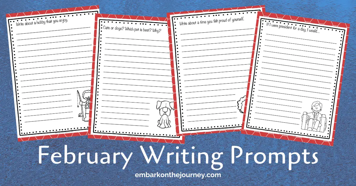 28 Printable February Writing Prompts With Writing Paper