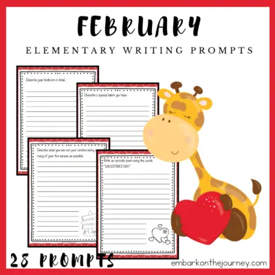 Download and print this awesome set of February writing prompts for elementary students! There are 28 prompts to get you through the month.