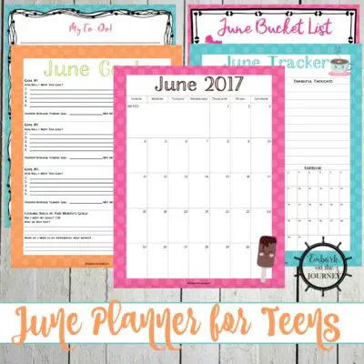 Summer's almost here! Help your teens stay organized with a personal planner for teens. This one has calendars, goal trackers, journal prompts, and more!