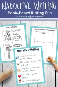 Use picture books to teach narrative writing for kids. These stories and free worksheets will help them learn to tell stories with a personal perspective.